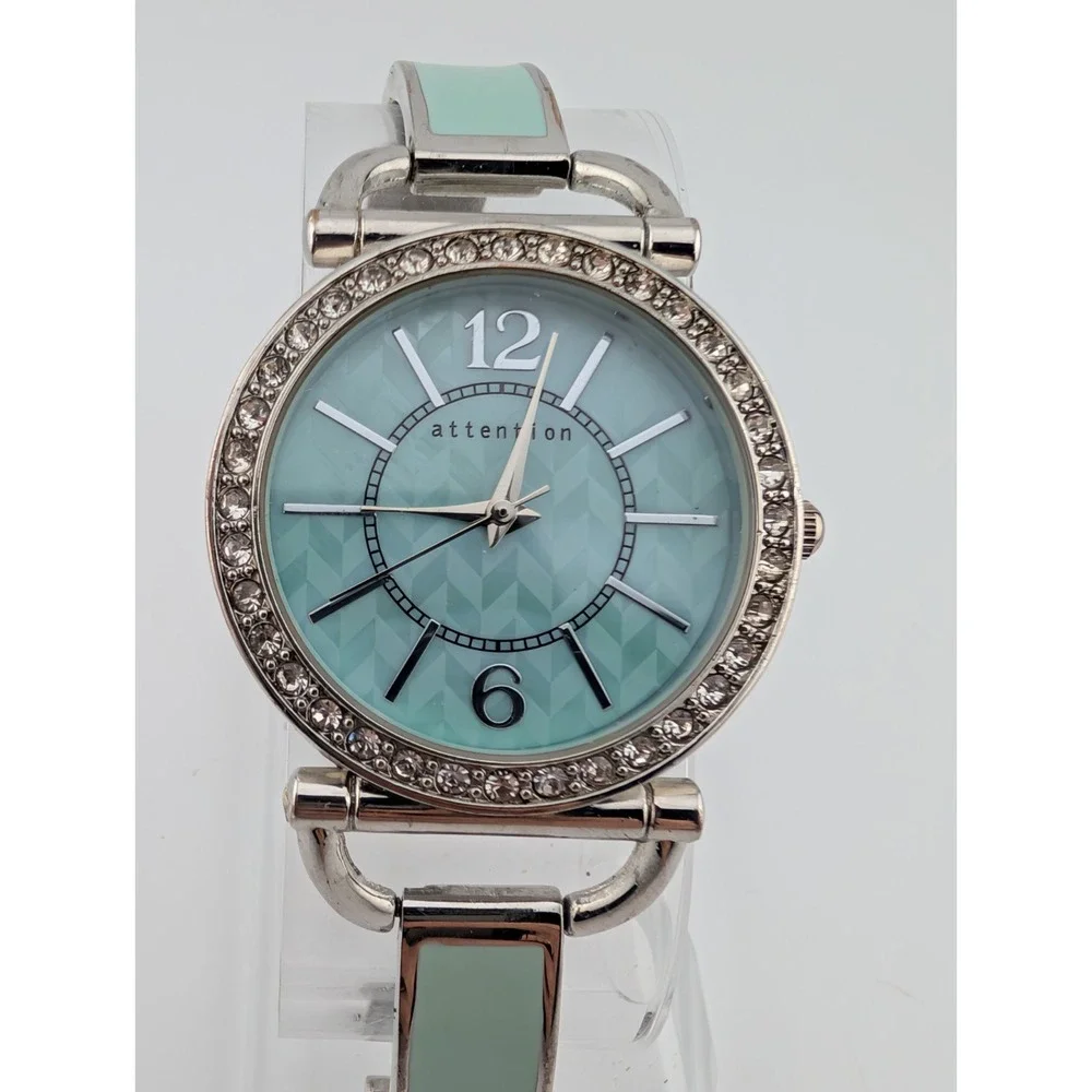 Attention Watch Women 34mm Silver‎ Case Green 6.5
